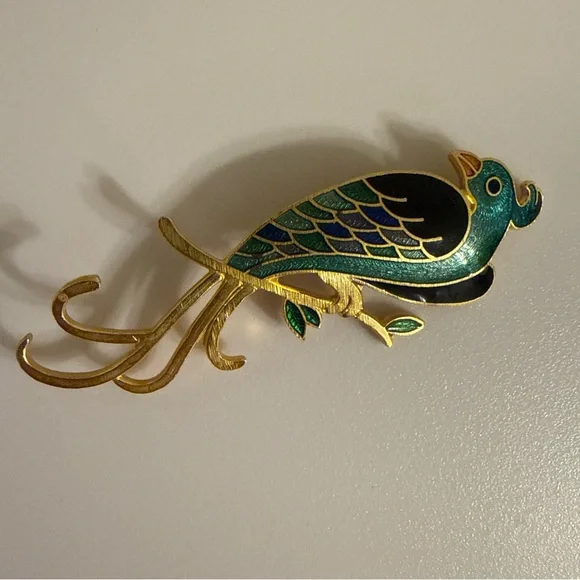 Valentino Women’s Brooches Enameled Bird Brooch | Boho Vintage Brooches - Picture 1 of 11